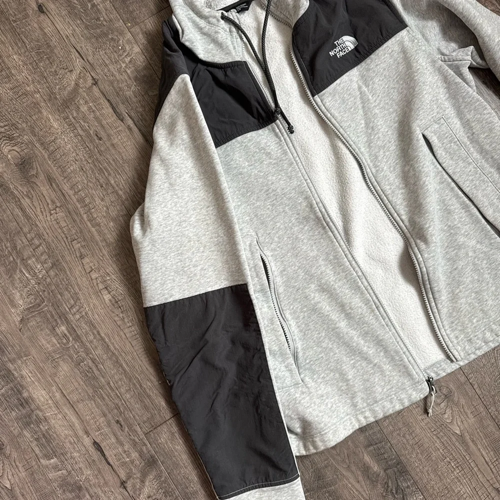 The North Face Light Gray and Black Hooded Performance Jacket